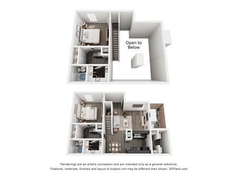Floor plan for 2 beds, 2 baths, 1126 sqft